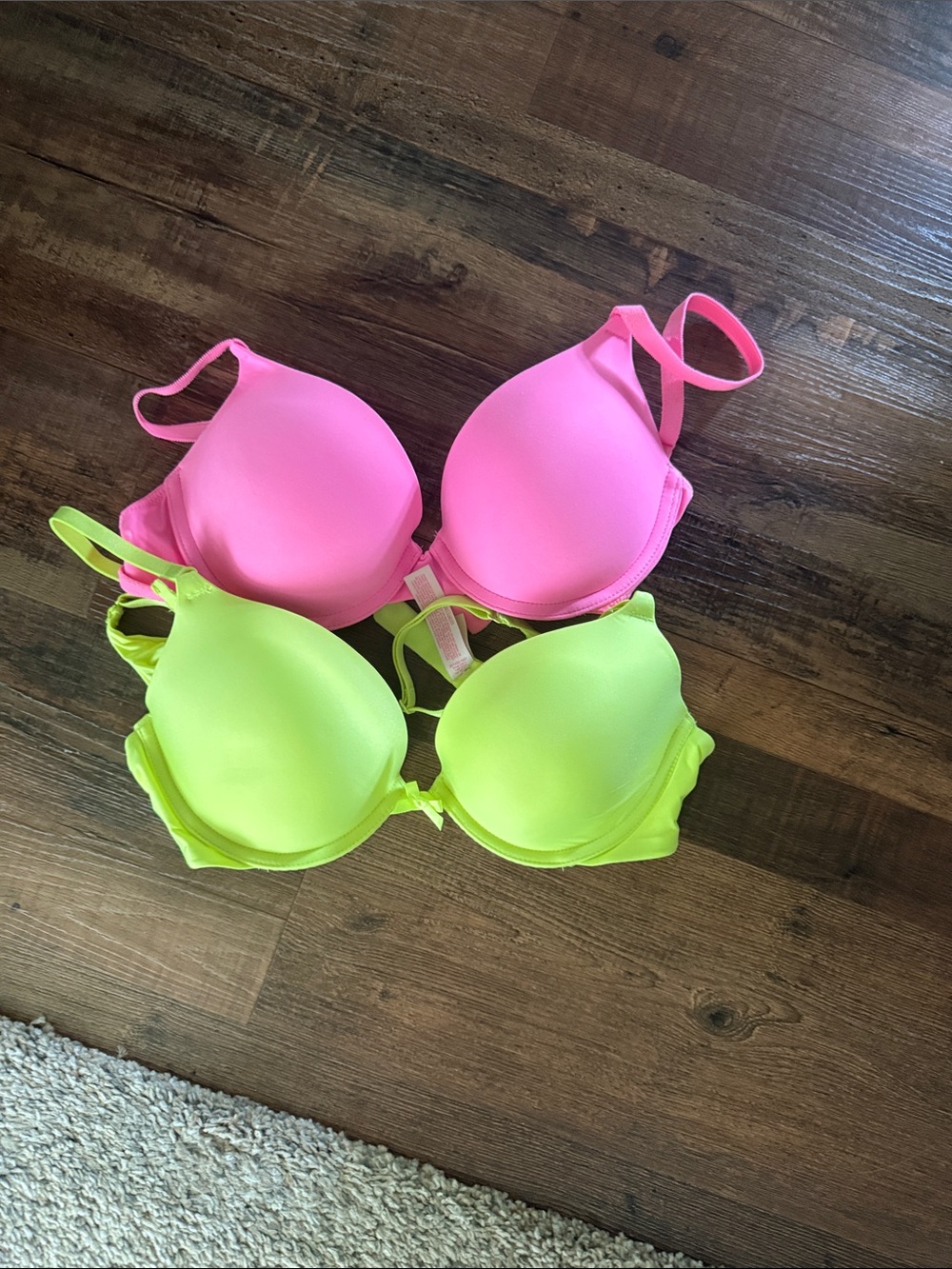 PINK Victoria's Secret Neon Pink & Neon Yellow Push-Up Bras (2-Pack)